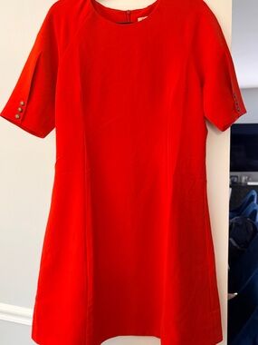 Bright red- orange Short-Sleeve Mini Dress